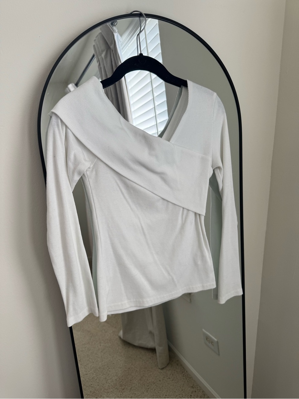 White Asymmetric Wrap Long-Sleeve Top - Women